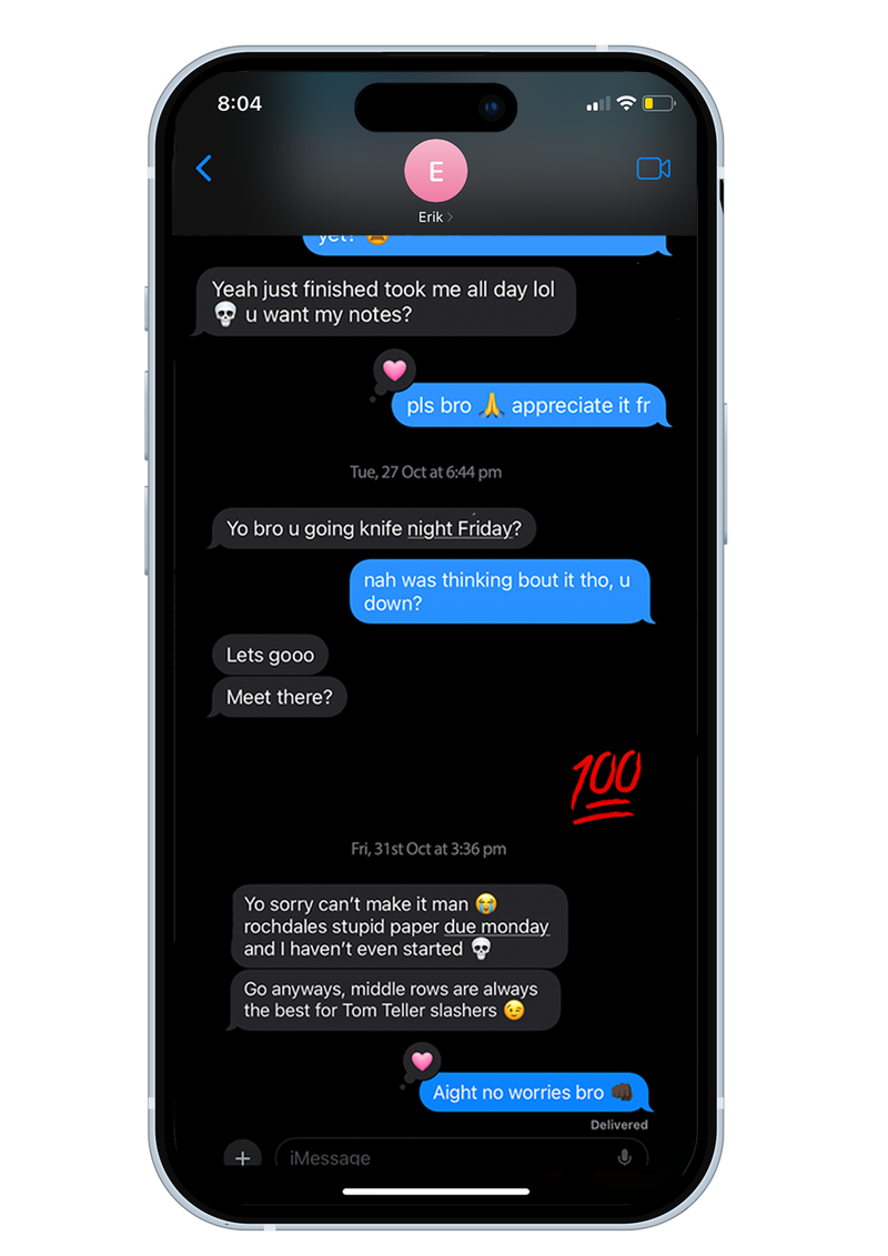 Text Messages --  what seemed like a friendly seating suggestion, was all part of the plan.